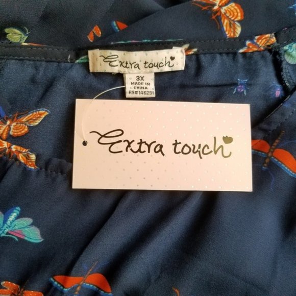 Extra Touch Cold Shoulder Butterfly Print Tunic 3X - Picture 5 of 7